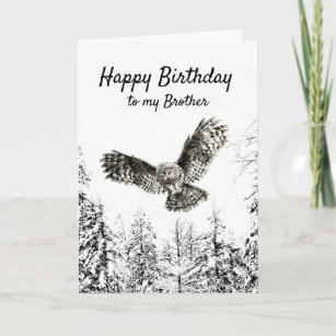 Birthday Owl Bird Watercolor Brother Card
