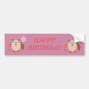 Birthday Owl Custom Car Sticker