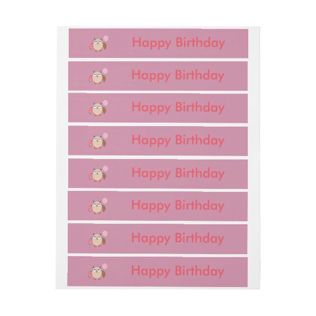 Birthday Owl Custom Labels (Sheet)