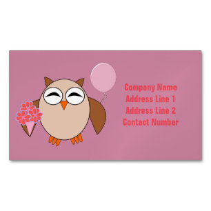 Birthday Owl Custom Magnetic Business Card