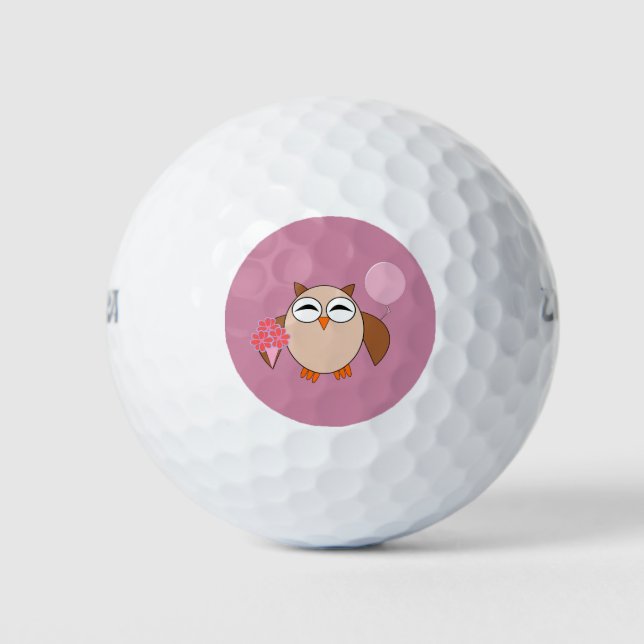 Birthday Owl Golf Ball (Front)
