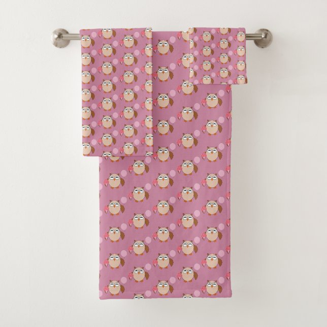 Birthday Owl Patterned Towels (Insitu)