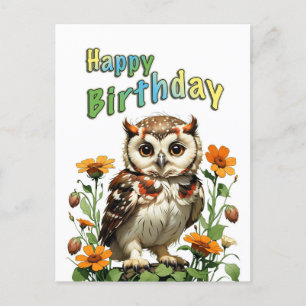 birthday owl postcard