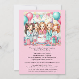 Birthday Pajama Party Girls Slumber Invitation
