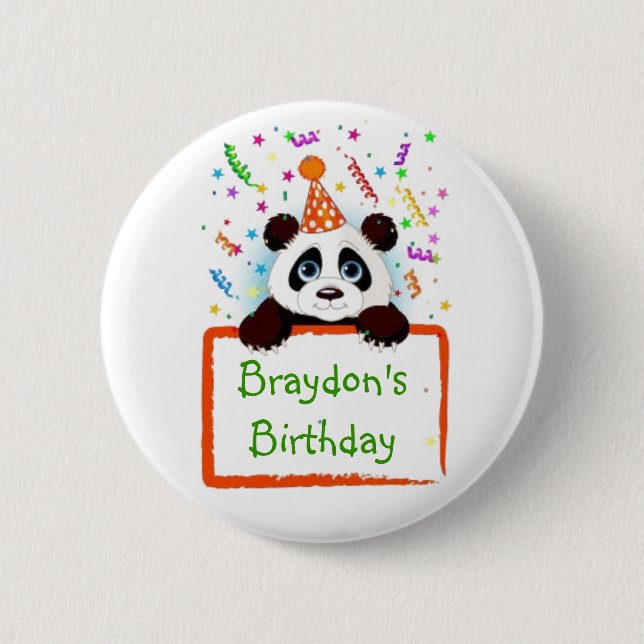 Birthday Panda 6 Cm Round Badge (Front)