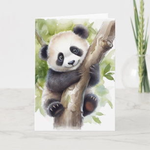 Birthday Panda Bear In Tree Card