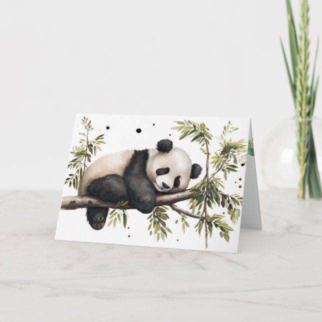 Birthday Panda Bear In Tree Card (Front)