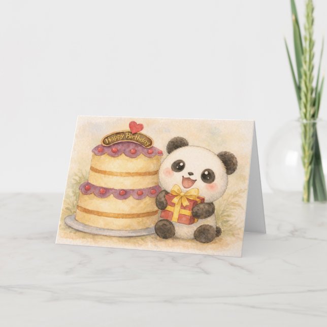 Birthday panda holiday card (Front)