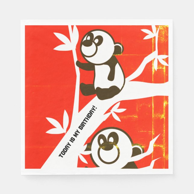 Birthday Pandas Napkin (Front)
