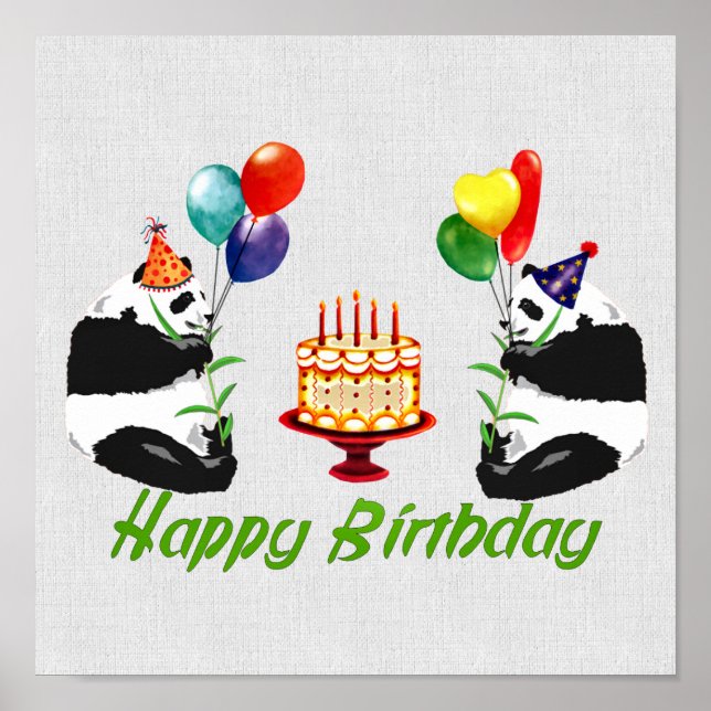 Birthday Pandas Poster (Front)