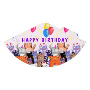 Birthday Paper Party Hat Happy Cats Celebration