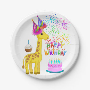 Birthday Paper Plates, Giraffe Plate