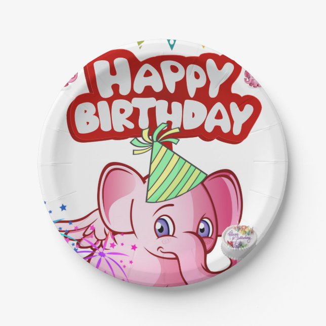 Birthday Paper Plates, Pig Plate (Front)