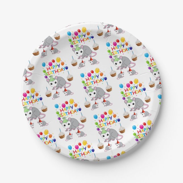 Birthday Paper Plates, Possum Plate (Front)