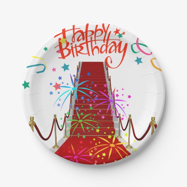 Birthday Paper Plates, Red Carpet Plate (Front)