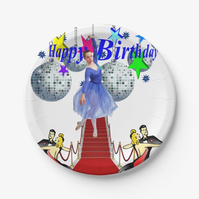 Birthday Paper Plates, Red Carpet Plate (Front)