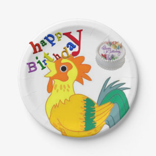 Birthday Paper Plates, Rooster Paper Plate