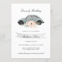 Birthday Parade Drive by Watercolor Beetle Floral