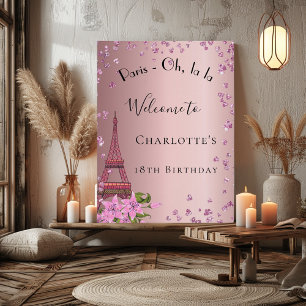 Birthday Paris blush pink eiffel tower welcome Poster