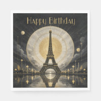 Birthday Paris Eiffel Tower Gold Deco