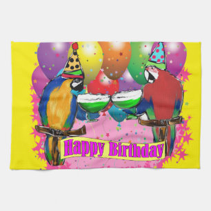 BIRTHDAY PARROTS TEA TOWEL