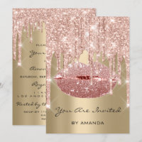 Birthday Party 16th Kiss Lips Rose Glitter Sepia