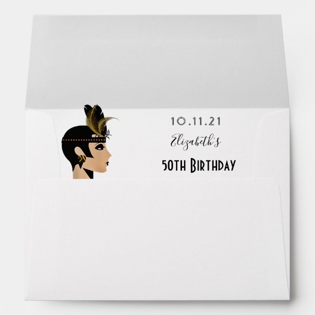 Birthday party 1920's art deco flapper girl black envelope (Back (Bottom))