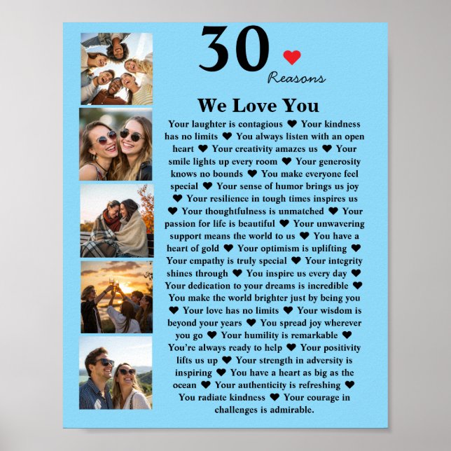 birthday party 30 reasons why we love you Pictures Poster (Front)