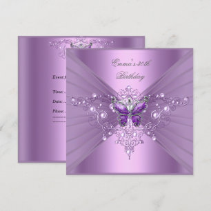 Birthday Party 30th Lilac Pearl Purple Butterfly Invitation