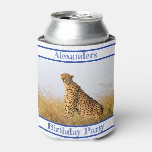 Birthday Party accessory Cheetah personalised Can Cooler