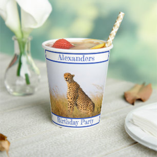 Birthday Party accessory Cheetah personalised Paper Cups