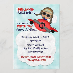 Birthday Party Airlines Invitation