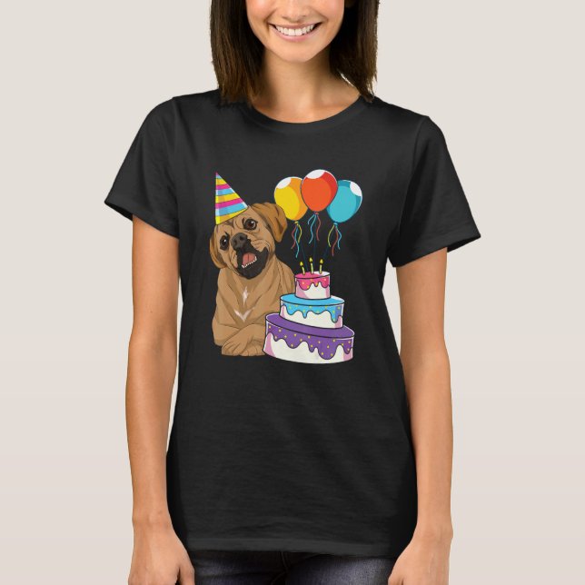 Birthday Party Animal Dog Owner Dog   Cute Puggle T-Shirt (Front)