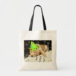 Birthday Party Animal Golden Retriever Tote Bag