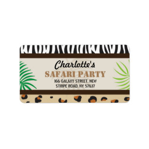 Birthday Party Animal Print Safari Address Labels