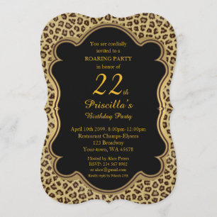 Birthday Party any age,Cheetah, Black & Gold Invitation