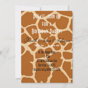 Birthday Party Aziza Safari Print Invitation