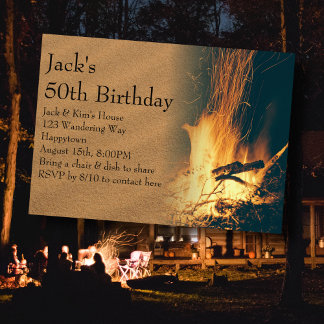 Birthday Party Backyard Bonfire Invitation