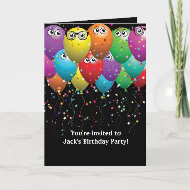 Birthday party balloon bunch card (Front)