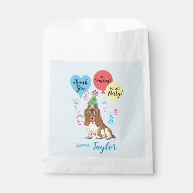 Birthday Party Balloons Basset Hound Favour Bag (Front)