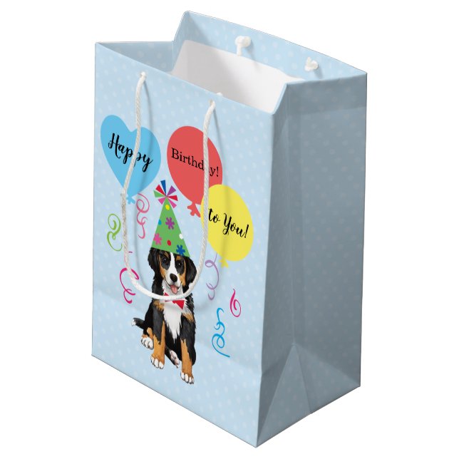 Birthday Party Balloons Berner Medium Gift Bag (Back Angled)