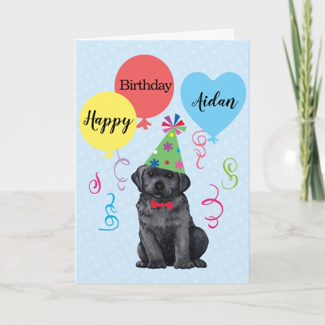 Birthday Party Balloons Black Lab Card (Front)