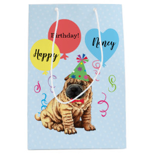 Birthday Party Balloons Chinese Shar-Pei Medium Gift Bag