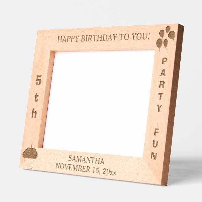 Birthday Party Balloons Cupcake 10 x 8 Photo Etched Frames (Left)