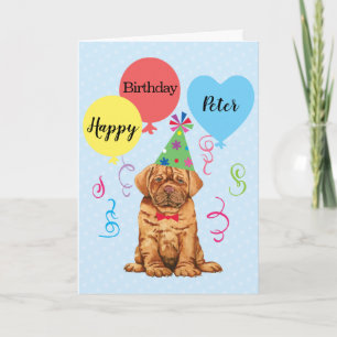 Birthday Party Balloons Dogue de Bordeaux Card