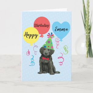 Birthday Party Balloons Flat-Coated Retriever Card