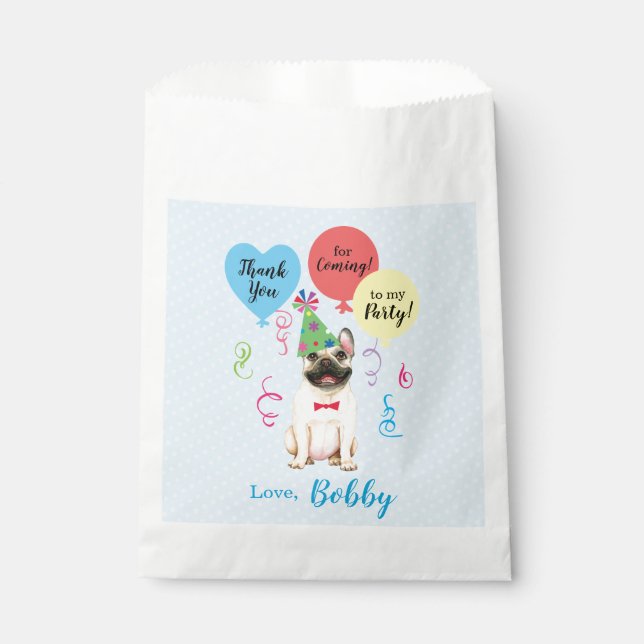 Birthday Party Balloons French Bulldog Favour Bag (Front)