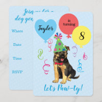 Birthday Party Balloons German Shepherd Invitation