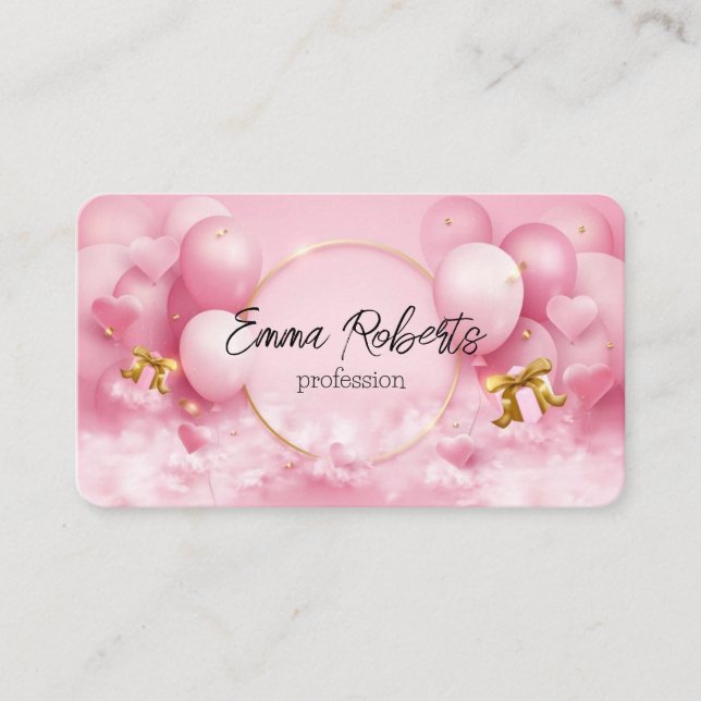  Birthday Party Balloons Gift Heart Business Card (Front)