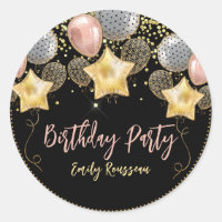 Birthday Party Balloons Gold Glitter Balloon Black